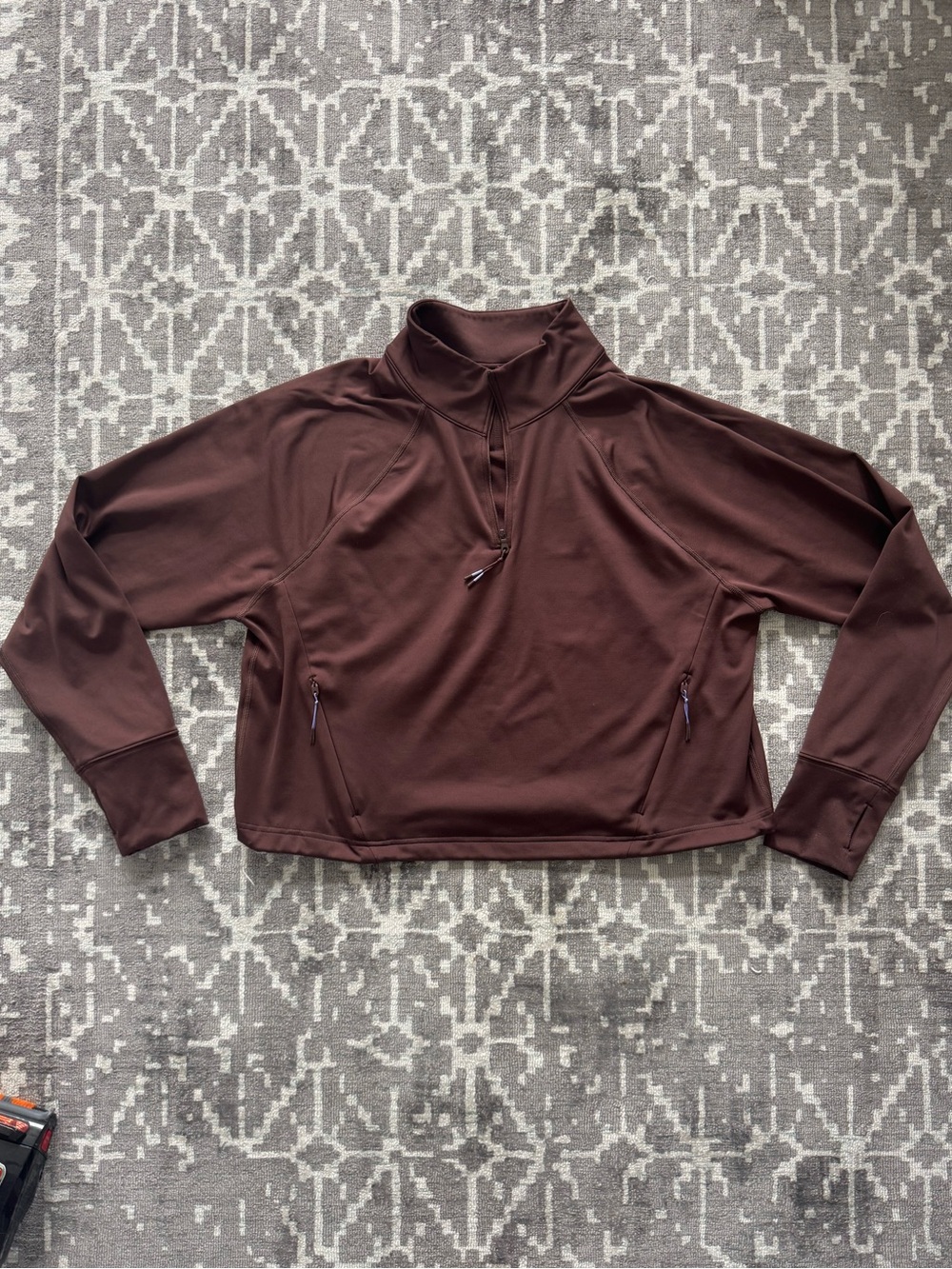 OFFLINE By Aerie Warm Up Quarter Zip Cropped Sweatshirt Active Pullover